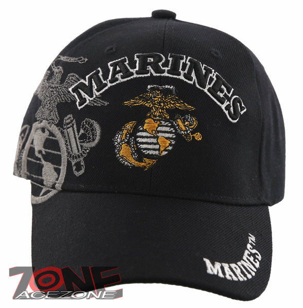 NEW! US MARINE CORPS USMC SIDE SHADOW CAP HAT BLACK