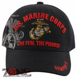 NEW! US MARINE CORPS USMC SEMPER FI CAP HAT ALL BLACK