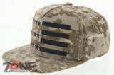 NEW! FLAT BILL USA FLAG STAR SNAPBACK BALL CAP HAT TAN CAMO