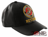 NEW! US MARINE CORPS USMC RETIRED FAUX LEATHER CAP HAT BLACK