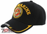 NEW! US MARINE CORPS USMC BIG ROUND SIDE LINE CAP HAT BLACK