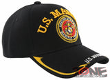 NEW! US MARINE CORPS USMC BIG ROUND SIDE LINE CAP HAT BLACK