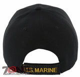 NEW! US MARINE CORPS USMC BIG ROUND SIDE LINE CAP HAT BLACK