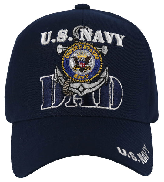 NEW! US NAVY DAD ANCHOR ROUND USN BALL CAP HAT NAVY
