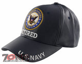 NEW! US NAVY USN RETIRED FAUX LEATHER CAP HAT NAVY