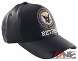 NEW! US NAVY USN RETIRED FAUX LEATHER CAP HAT NAVY