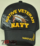 NEW! USN NATIVE VETERAN AMERICAN US NAVY VETERAN CAP HAT BLACK