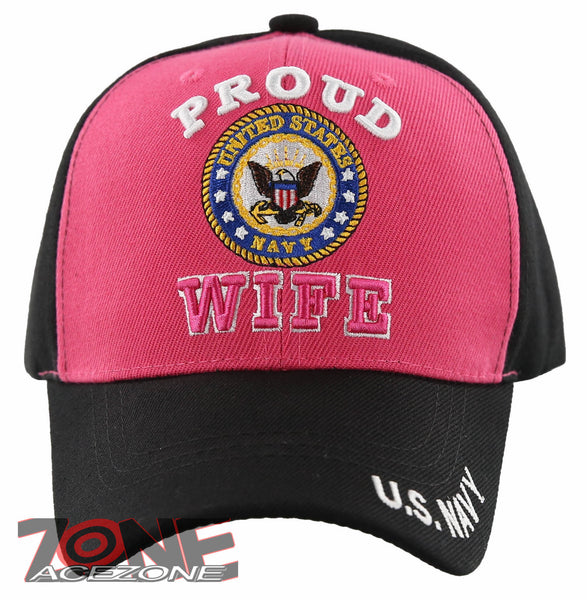 NEW! US NAVY PROUD NAVY WIFE CAP HAT PINK