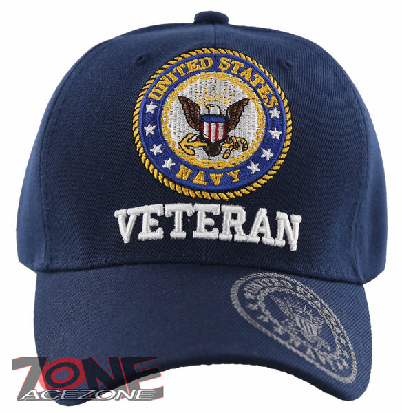 US NAVY VETERAN GRAY ROUND USN BALL CAP HAT NAVY