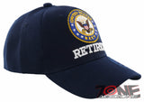 NEW! US NAVY RETIRED SIDE ROUND BALL CAP HAT NAVY