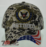 NEW! US NAVY RETIRED SIDE FLAG NAVY CAP HAT CAMO