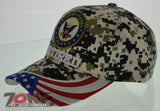 NEW! US NAVY RETIRED SIDE FLAG NAVY CAP HAT CAMO