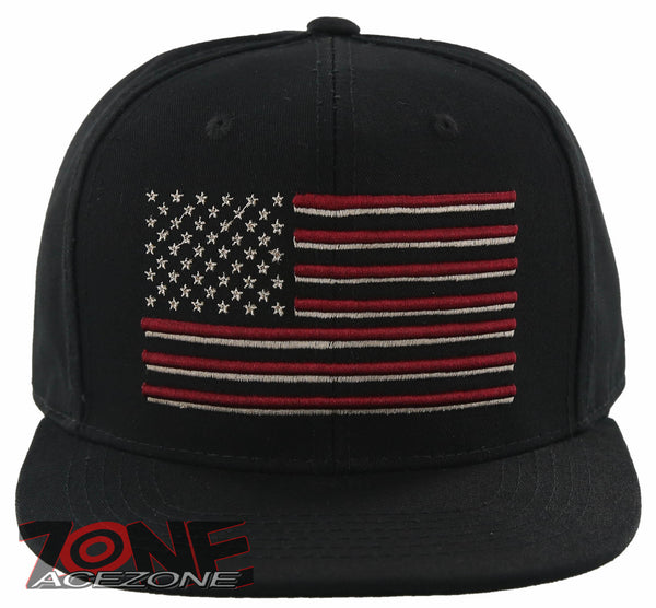 NEW! FLAT BILL USA FLAG SNAPBACK CAP HAT BLACK