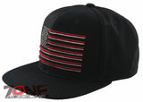 NEW! FLAT BILL USA FLAG SNAPBACK CAP HAT BLACK