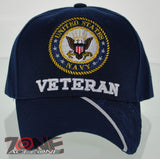 NEW! US NAVY VETERAN SIDE SHADOW CAP HAT NAVY