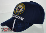 NEW! US NAVY VETERAN SIDE SHADOW CAP HAT NAVY