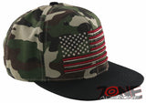 NEW! FLAT BILL USA FLAG SNAPBACK CAP HAT GREEN CAMO