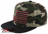 NEW! FLAT BILL USA FLAG SNAPBACK CAP HAT GREEN CAMO