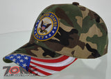 NEW! US NAVY ROUND SIDE FLAG CAP HAT CAMO