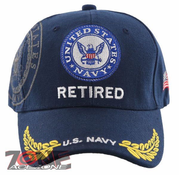 NEW! US NAVY ROUND RETIRED LEAF SHADOW CAP HAT NAVY
