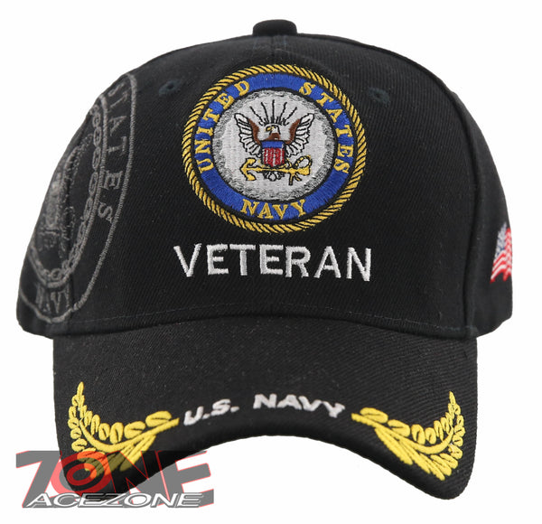 NEW! US NAVY CIRCLE VETERAN LEAF SHADOW CAP HAT BLACK
