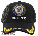 NEW! US NAVY CIRCLE RETIRED LEAF SHADOW CAP HAT BLACK