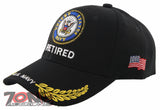 NEW! US NAVY CIRCLE RETIRED LEAF SHADOW CAP HAT BLACK