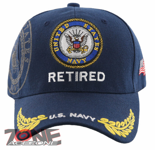 NEW! US NAVY CIRCLE RETIRED LEAF SHADOW CAP HAT NAVY