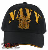 NEW! US NAVY CENTER EAGLE BALL CAP HAT BLACK