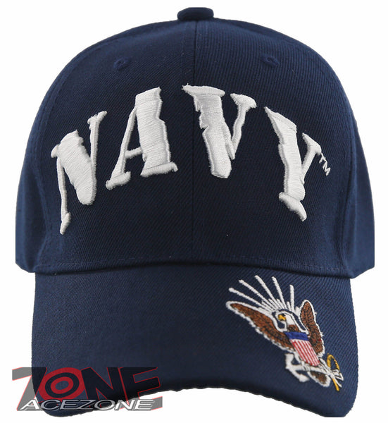 NEW! US NAVY SIDE EAGLE BALL CAP HAT NAVY