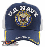 NEW! US NAVY USN BIG ROUND SIDE LINE CAP HAT NAVY GRAY