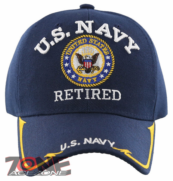 NEW! US NAVY RETIRED USN BIG ROUND SIDE LINE CAP HAT NAVY