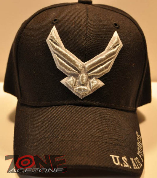 NEW! US AIR FORCE W/SILVER YARN CAP HAT USAF BLACK