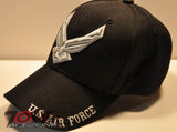 NEW! US AIR FORCE W/SILVER YARN CAP HAT USAF BLACK