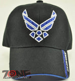 NEW! GLITTER US AIR FORCE CAP HAT USAF WING BLACK