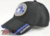 NEW! ROUND GLITTER US AIR FORCE CAP HAT USAF BLACK