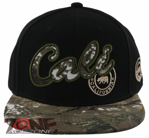 NEW! FLAT BILL CALIFORNIA CALI BEAR SNAPBACK CAP HAT FOREST CAMO