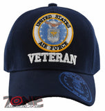 NEW! USAF AIR FORCE VETERAN SIDE ROUND SHADOW BALL CAP HAT NAVY