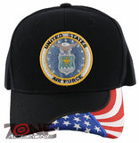 NEW! USAF AIR FORCE SIDE USA FLAG CAP HAT BLACK