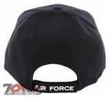 NEW! USAF AIR FORCE SIDE USA FLAG CAP HAT BLACK