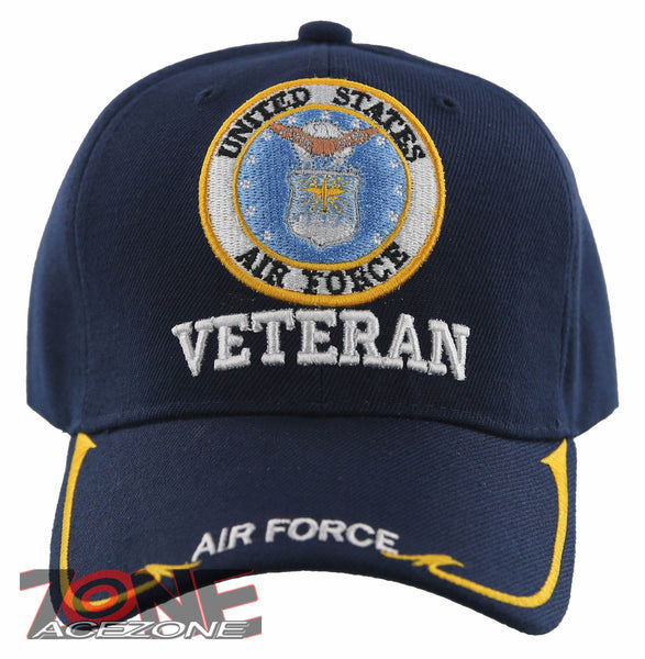 NEW! USAF AIR FORCE VETERAN SIDE LINE BALL CAP HAT NAVY