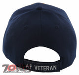 NEW! USAF AIR FORCE VETERAN SIDE LINE BALL CAP HAT NAVY