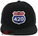 NEW! FLAT BILL HIGHWAY 420 SNAPBACK CAP HAT BLACK