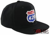 NEW! FLAT BILL HIGHWAY 420 SNAPBACK CAP HAT BLACK
