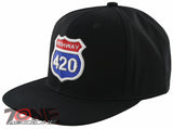 NEW! FLAT BILL HIGHWAY 420 SNAPBACK CAP HAT BLACK
