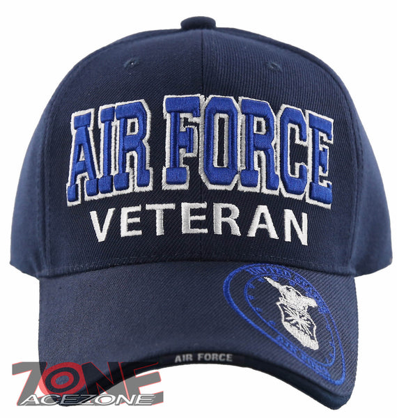 NEW! US AIR FORCE USAF VETERAN SIDE ROUND BALL CAP HAT NAVY