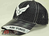 NEW! MESH W/LEATHER US AIR FORCE WING USAF CAP HAT BLACK