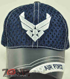 NEW! MESH W/LEATHER US AIR FORCE WING USAF CAP HAT NAVY