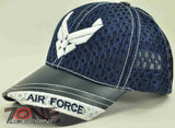 NEW! MESH W/LEATHER US AIR FORCE WING USAF CAP HAT NAVY