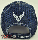 NEW! MESH W/LEATHER US AIR FORCE WING USAF CAP HAT NAVY